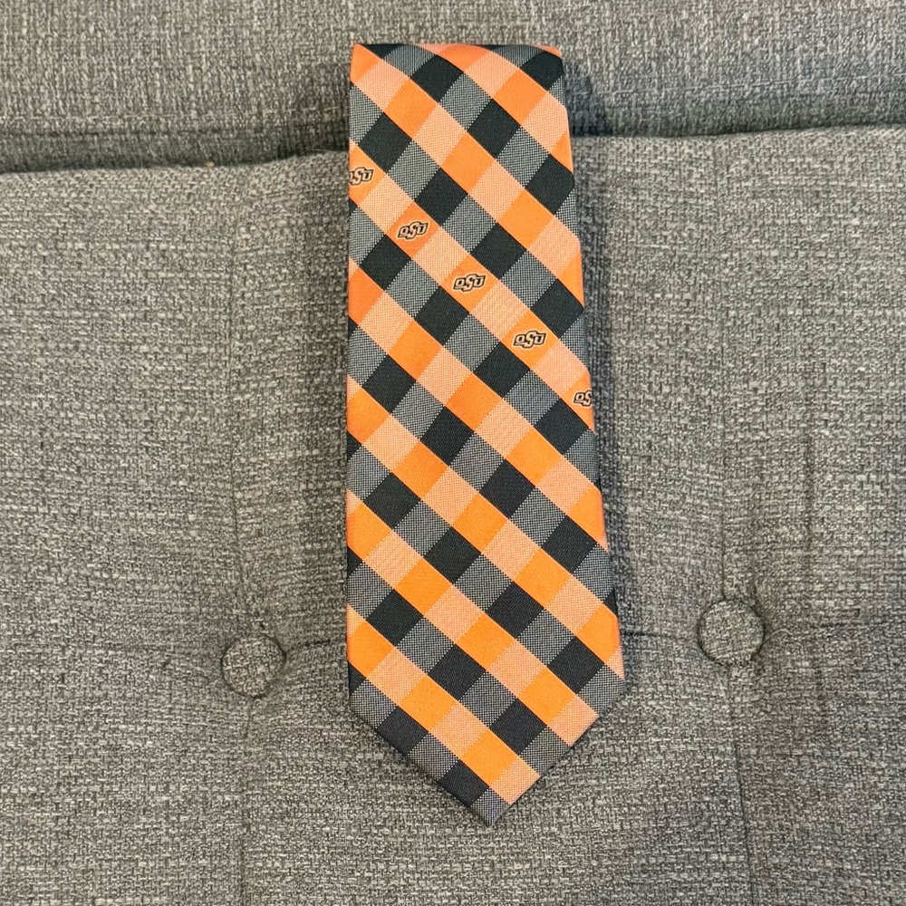 Dynamic Orange and Black OSU Plaid Tie